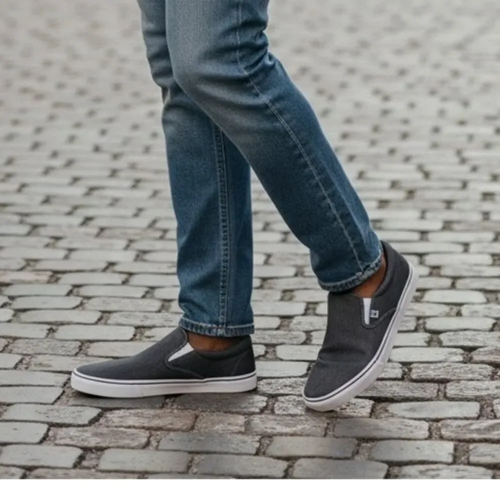 NO BOUNDARIES Men's New w/Tags Charcoal Gray Slip-On Deck Sneakers - Size: 13